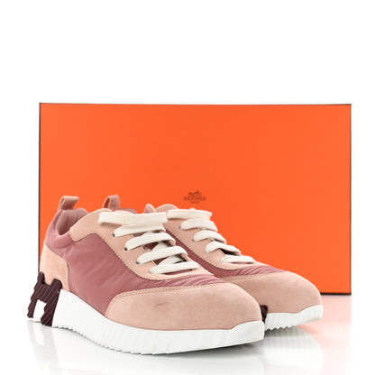 Hermes Parachute Fabric Suede Goatskin Bouncing Sneakers 37.5 Rose Rose Opaline 8 of 8