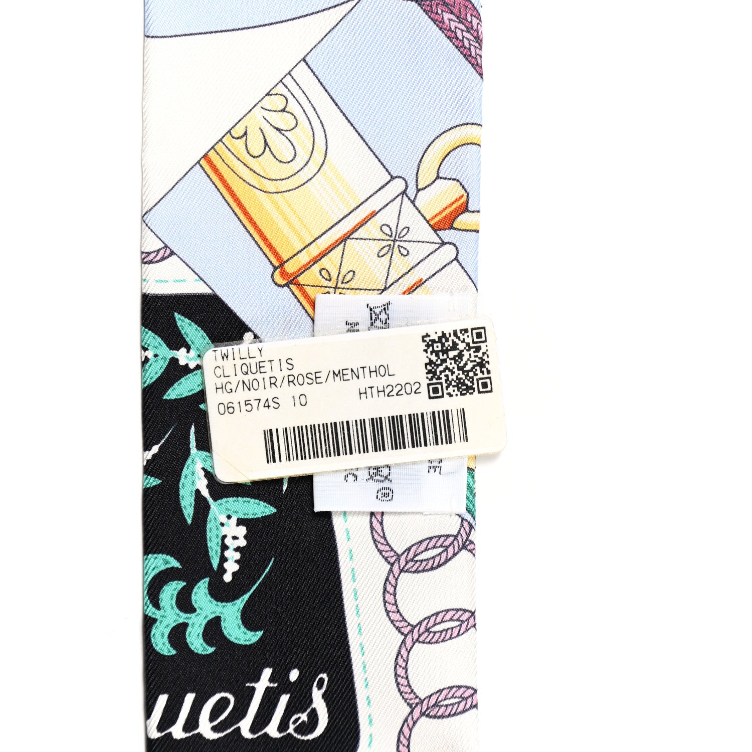 Hermes Silk Cliquetis Twilly Black Rose Menthol 4 of 7