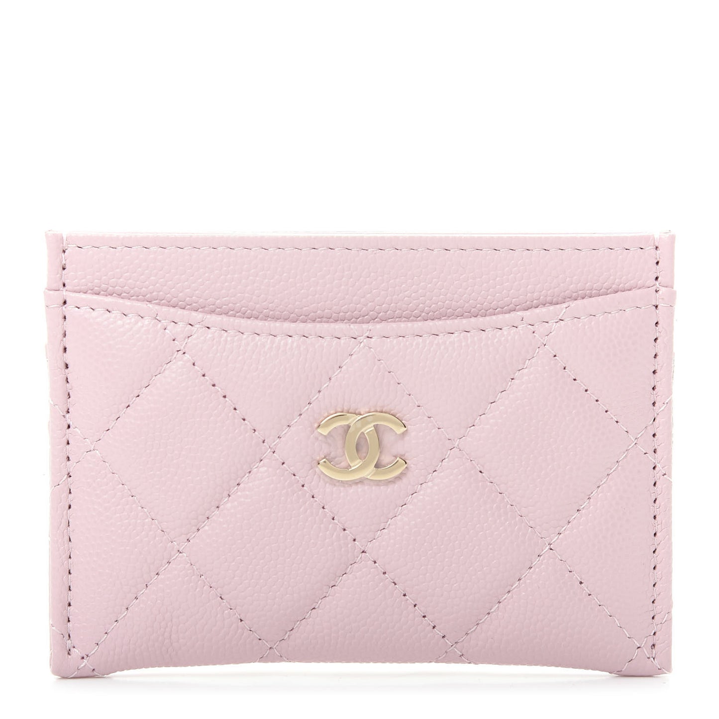 Caviar Quilted Card Holder Light Pink