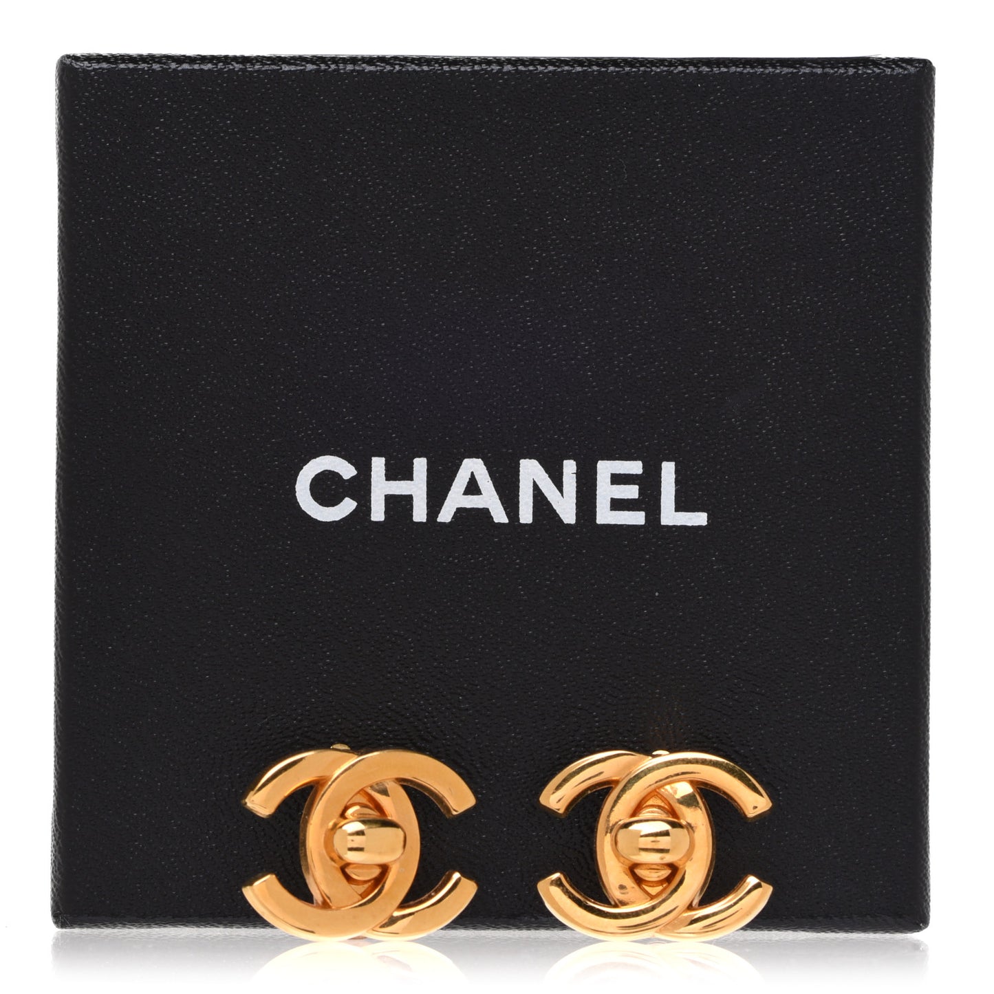 Metal CC Turnlock Clip On Earrings Gold