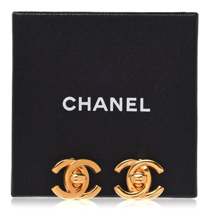 Chanel Metal CC Turnlock Clip On Earrings Gold 5 of 5