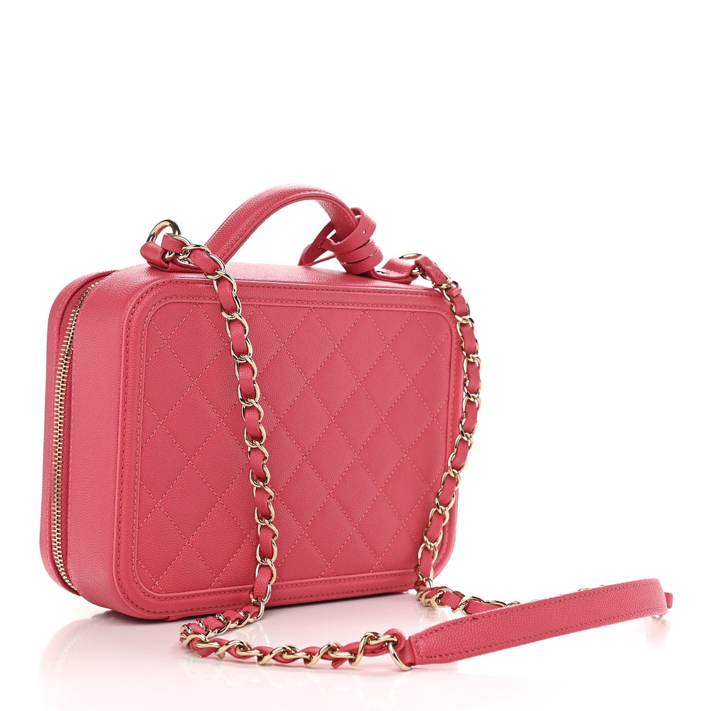Caviar Quilted Medium CC Filigree Vanity Case Pink