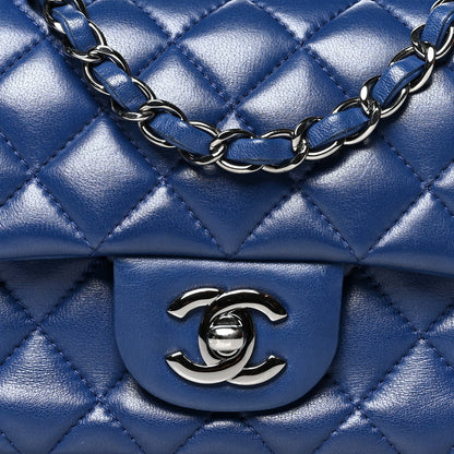 Chanel Lambskin Quilted Mini Rectangular Flap Dark Blue 8 of 10