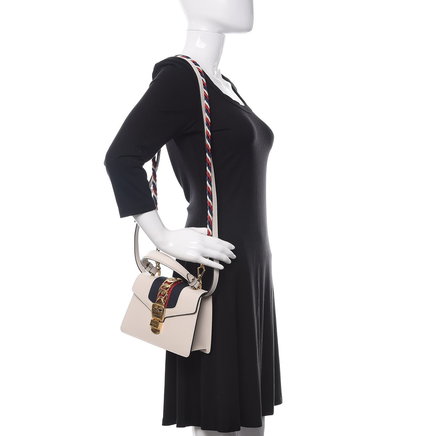 Gucci Calfskin Mini Sylvie Top Handle Bag White 2 of 10