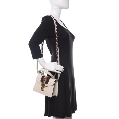 Gucci Calfskin Mini Sylvie Top Handle Bag White 2 of 10