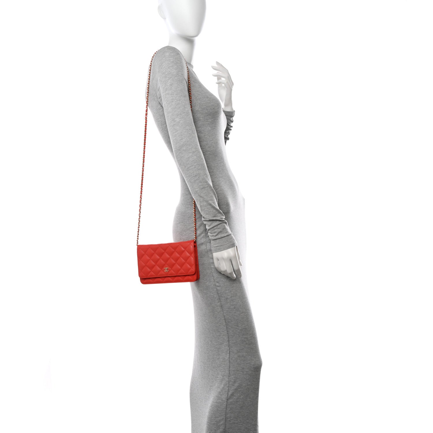 Chanel Caviar Quilted Wallet on Chain WOC Red 2 of 12
