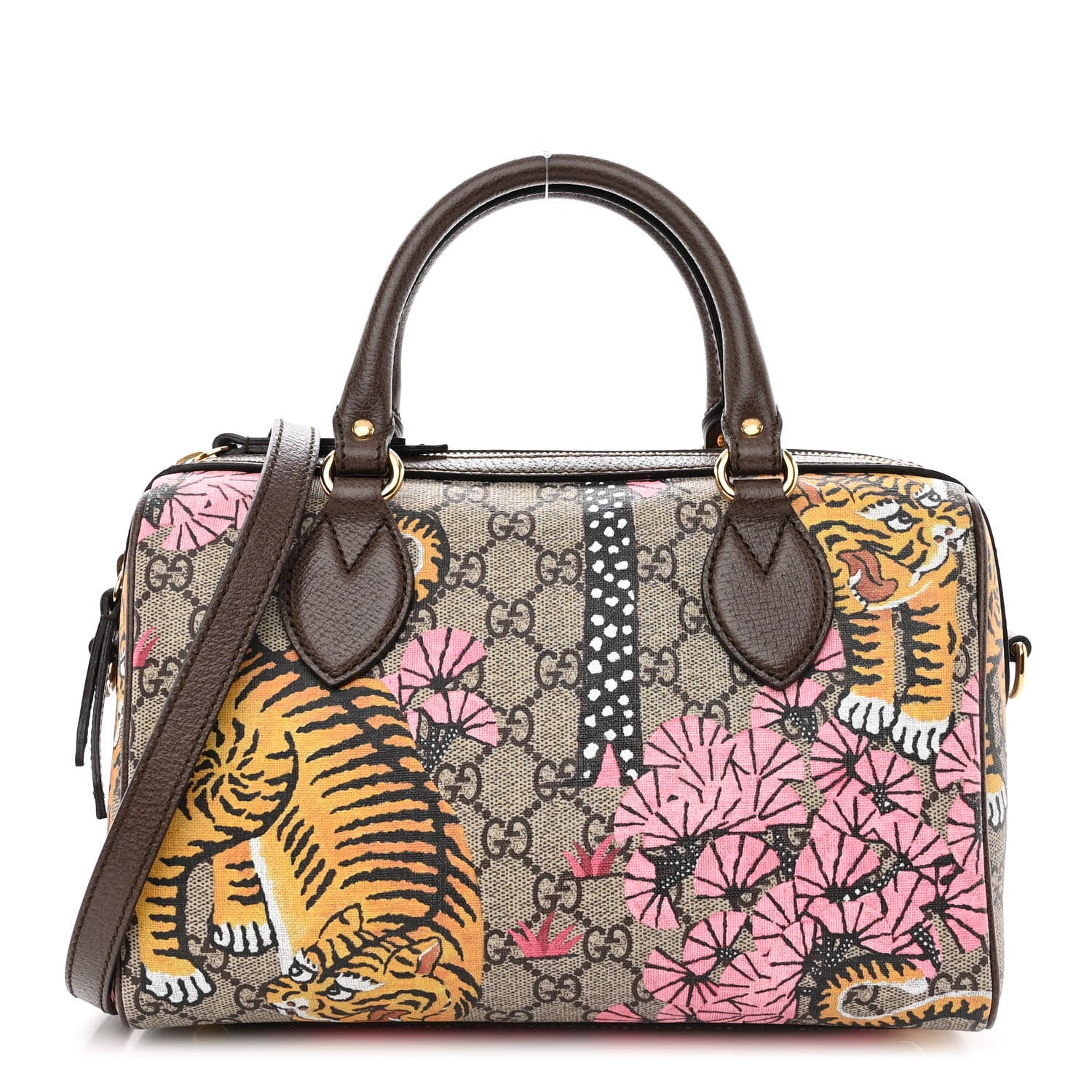 Gucci GG Supreme Monogram Bengal Small Boston Beige Pink 1 of 9