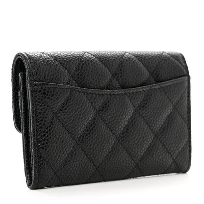 Chanel Caviar Quilted Flap Card Holder Wallet Black 3 of 9