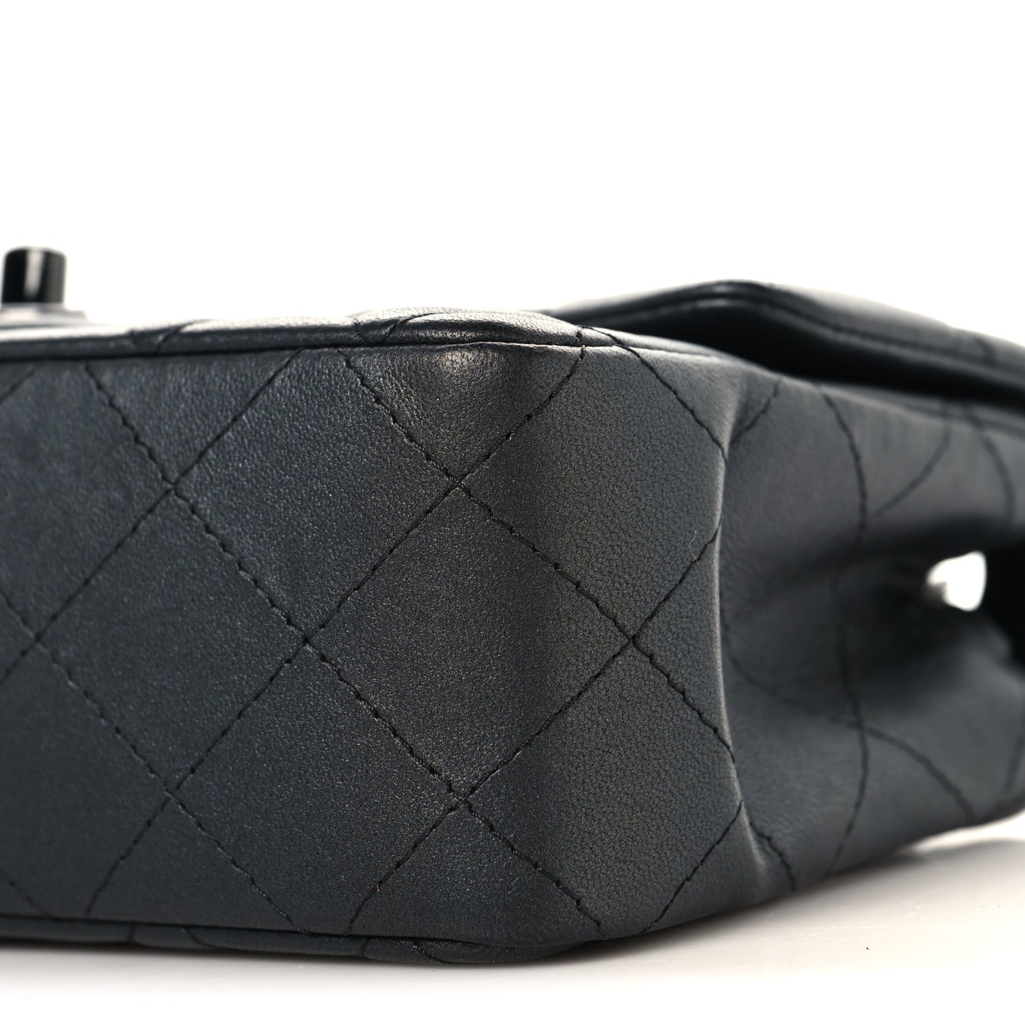 Pearly Lambskin Quilted Mini Rectangular Flap So Black