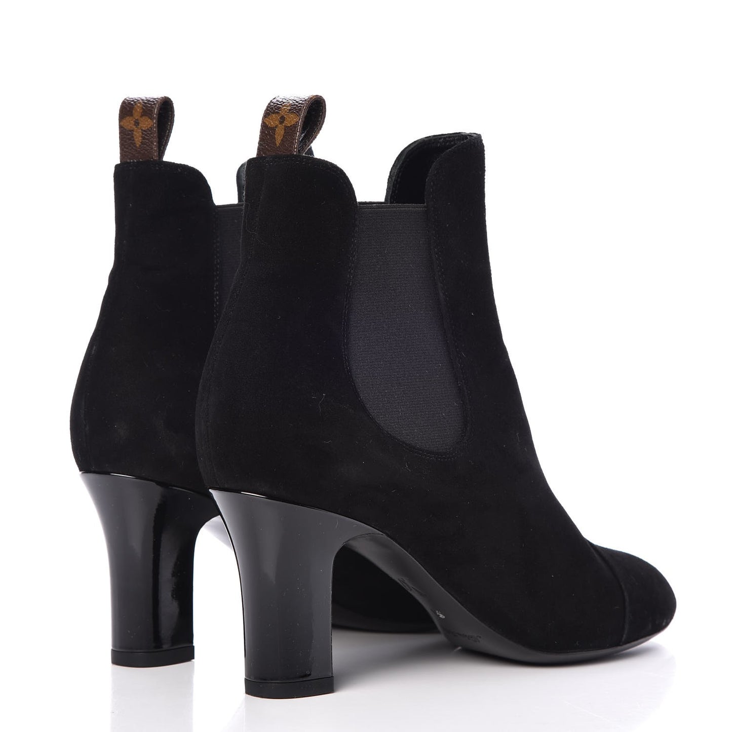 Suede Monogram Uniformes Cap Toe Chelsea 75mm Ankle Boots 38 Black