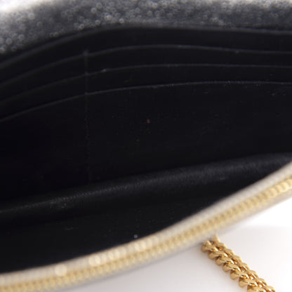 Saint Laurent Metallic Calfskin Monogram Envelope Chain Wallet Platine 10 of 12