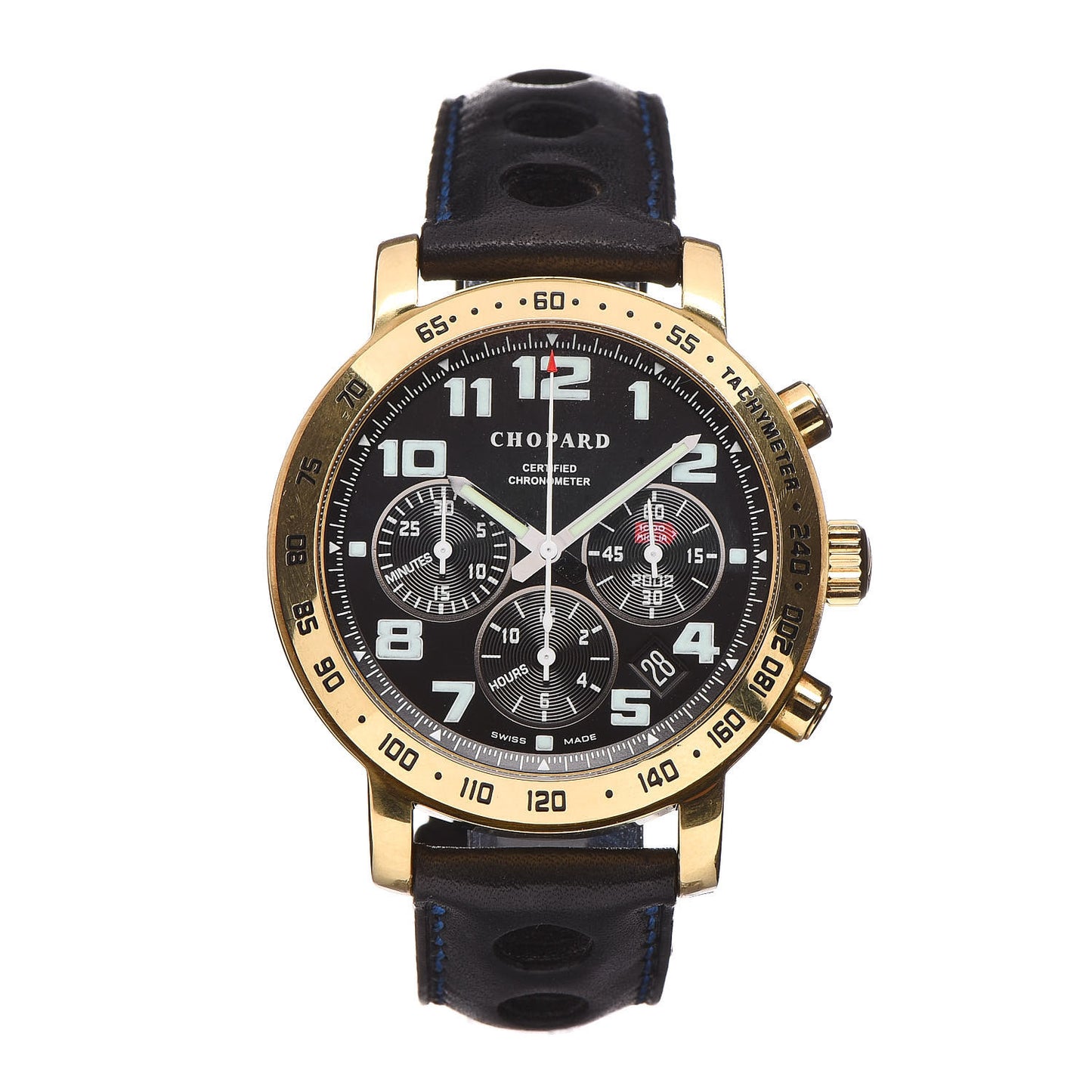 18K Yellow Gold Calfskin 40mm Mille Miglia Limited Edition Chronometer Automatic Watch Black