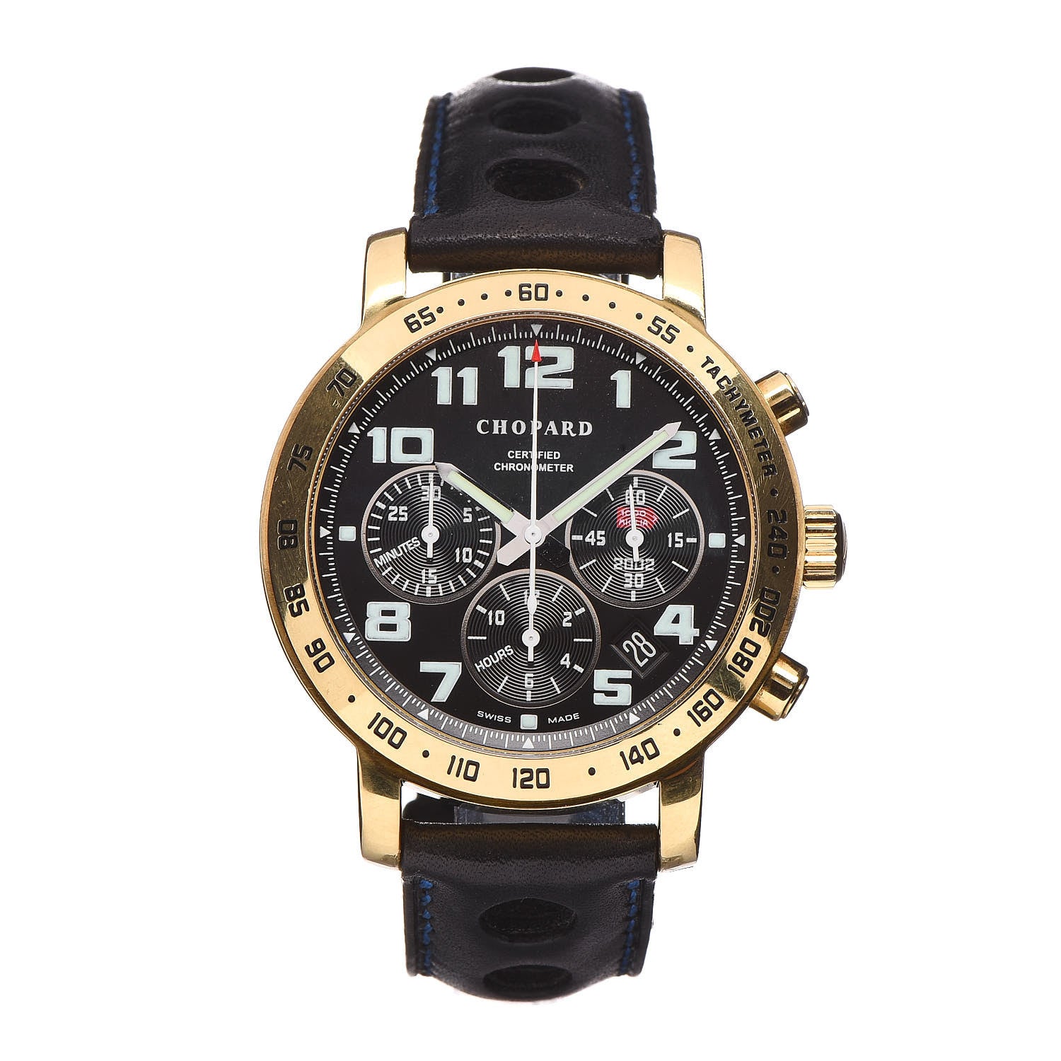 Chopard 18K Yellow Gold Calfskin 40mm Mille Miglia Limited Edition Chronometer Automatic Watch Black 1 of 11