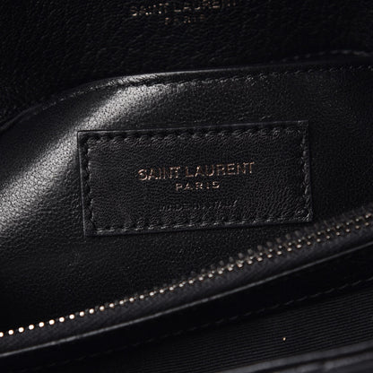 Saint Laurent Sheepskin Matelasse Chevron Monogram Medium College Bag Black 6 of 10