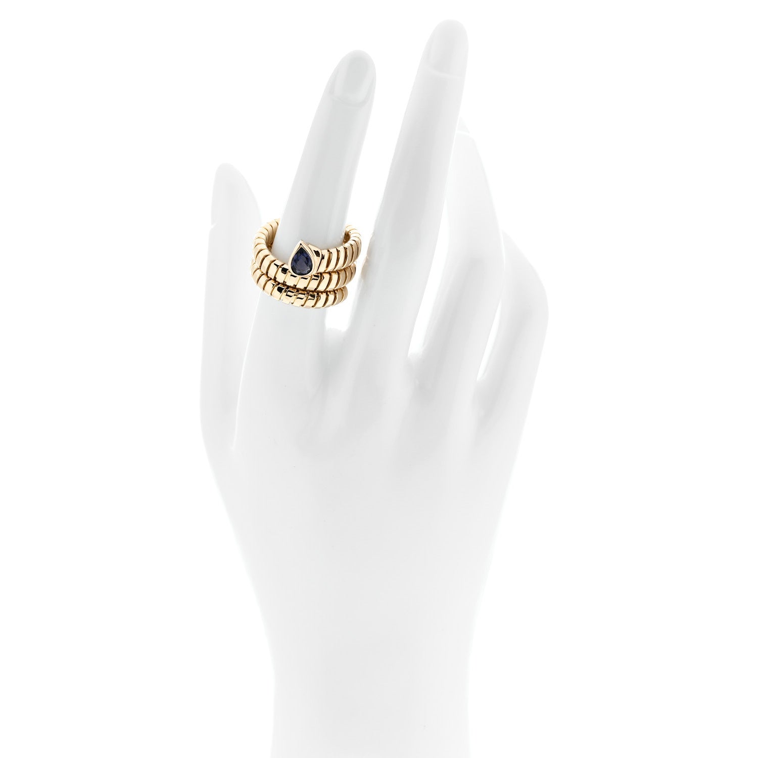 Bulgari 18K Yellow Gold Iolite Tubogas Ring 57 8 2 of 4