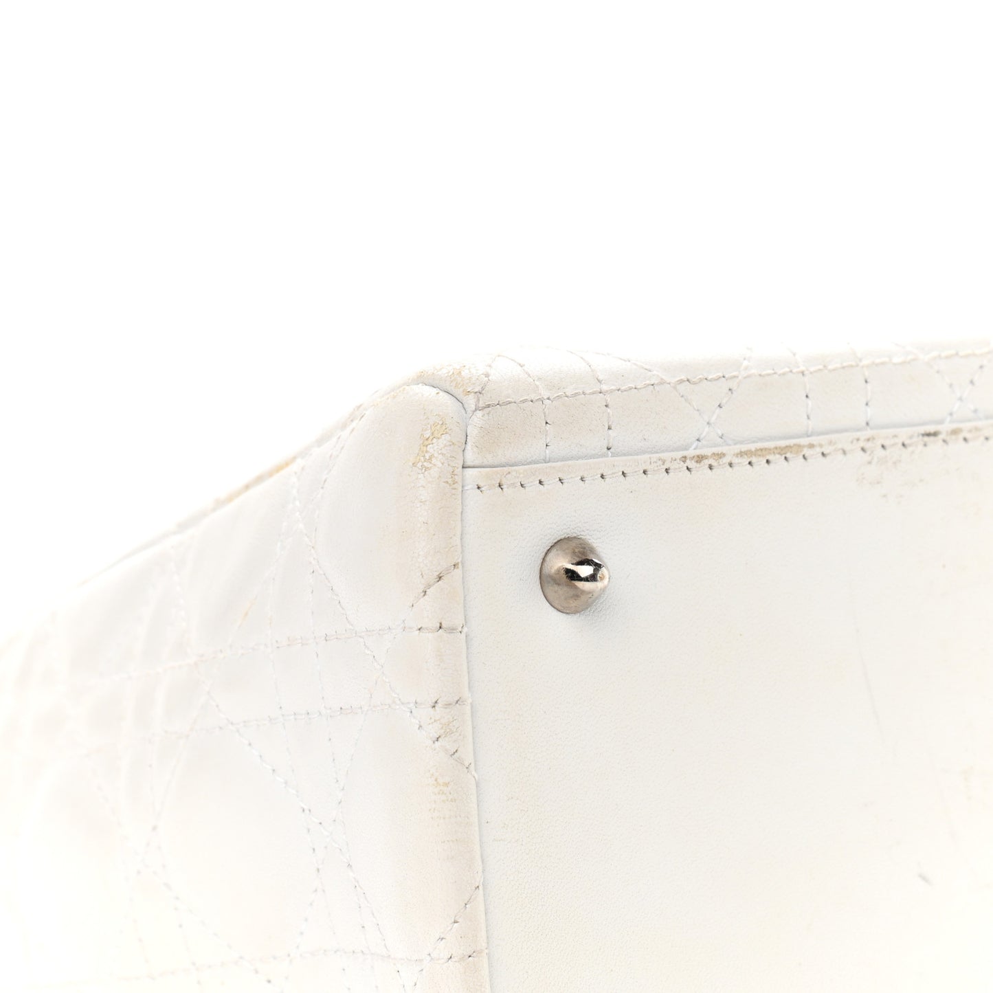 Lambskin Cannage Medium Lady Dior White