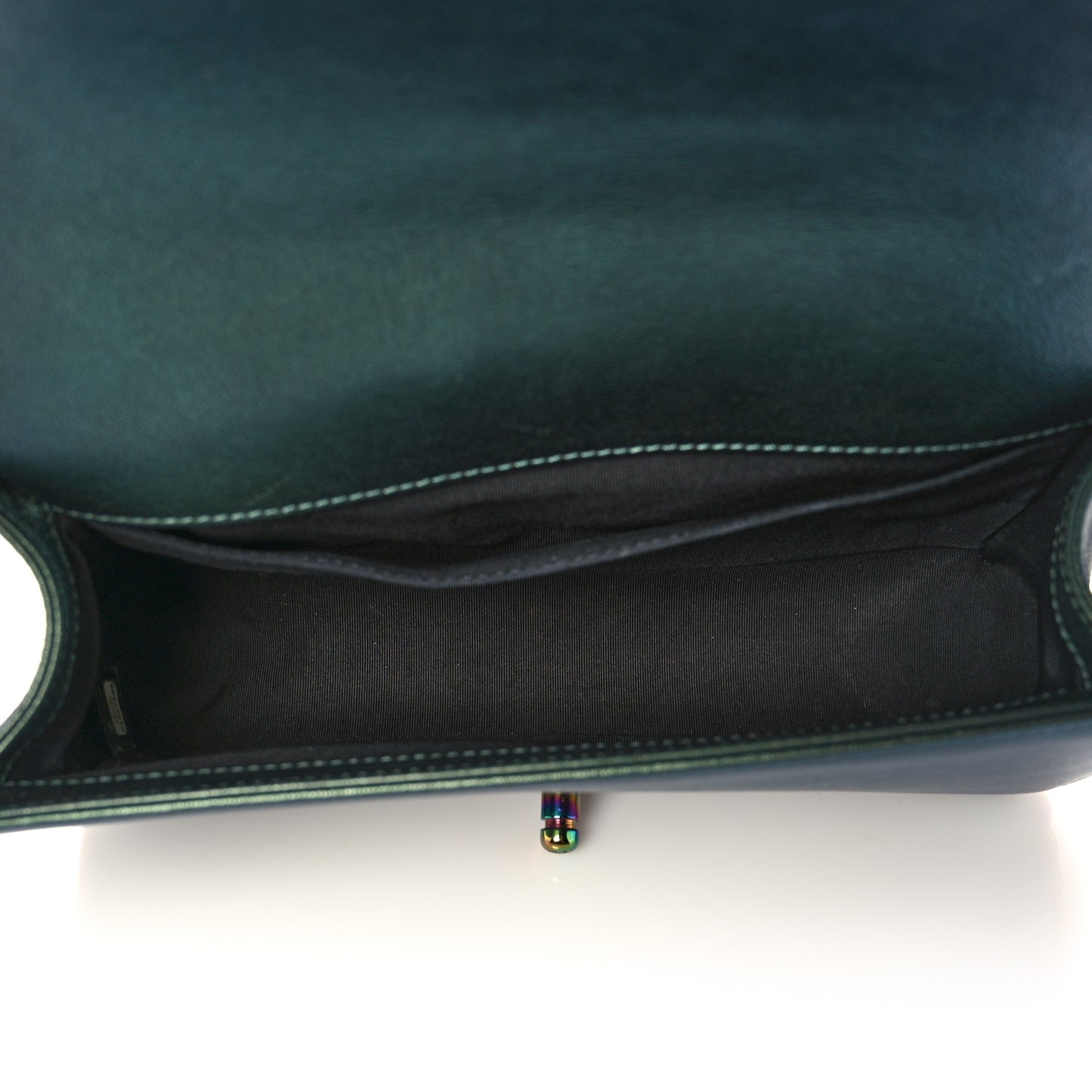 Iridescent Goatskin Quilted Medium Boy Flap Green