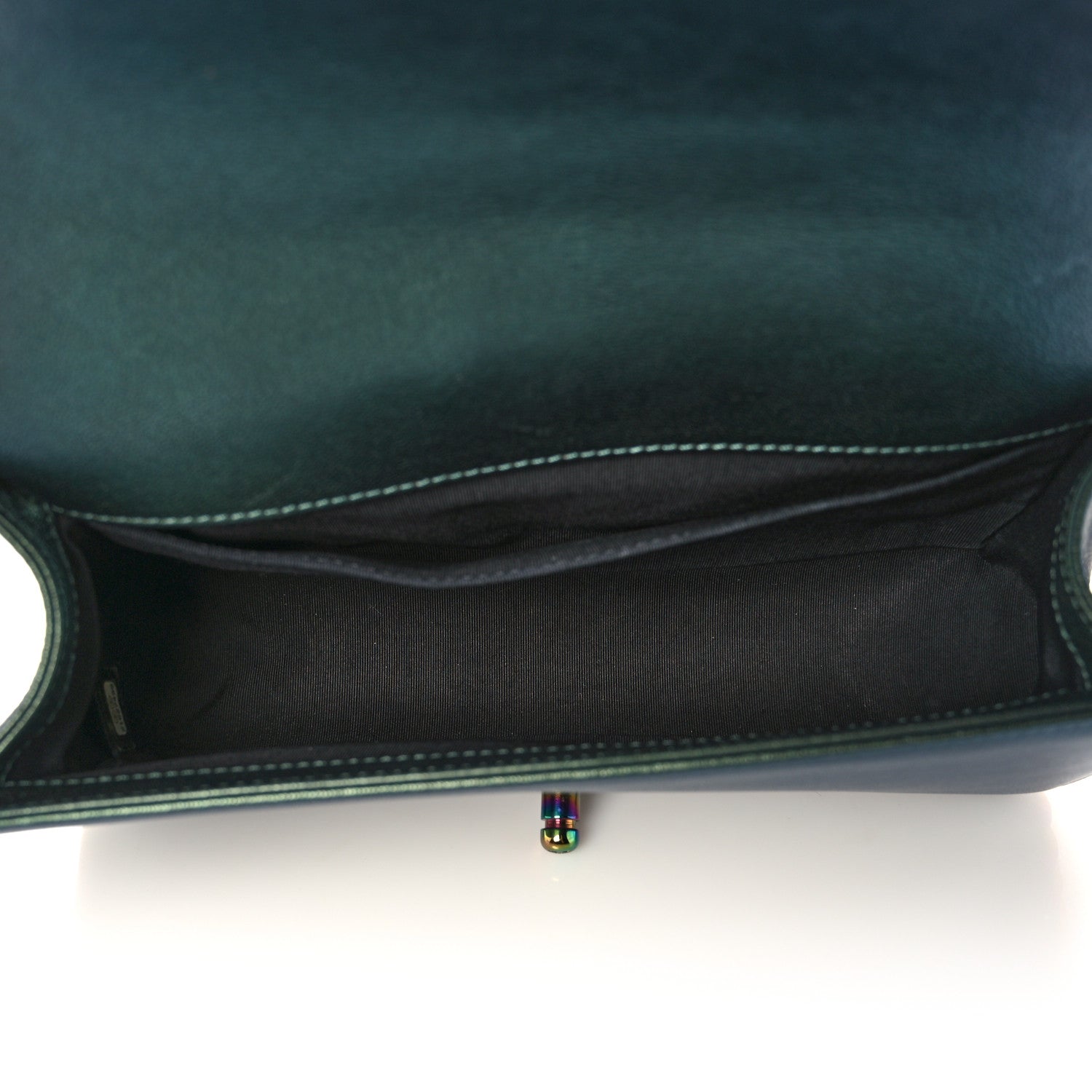 Chanel Iridescent Goatskin Quilted Medium Boy Flap Green 5 of 13