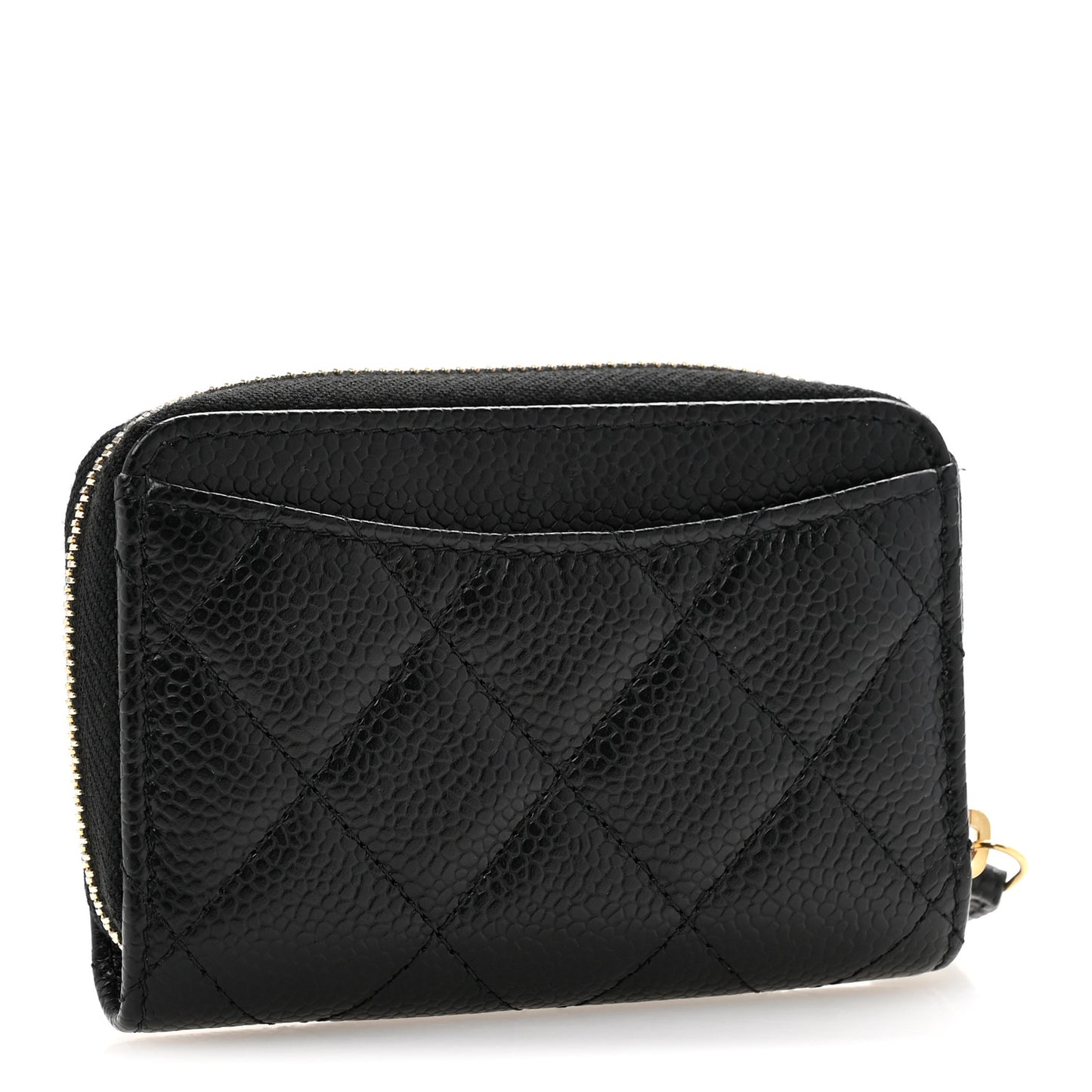 Caviar Quilted Zip Coin Purse Black