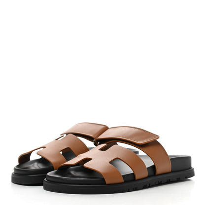Hermes Calfskin Womens Chypre Sandals 35 Gold 3 of 9