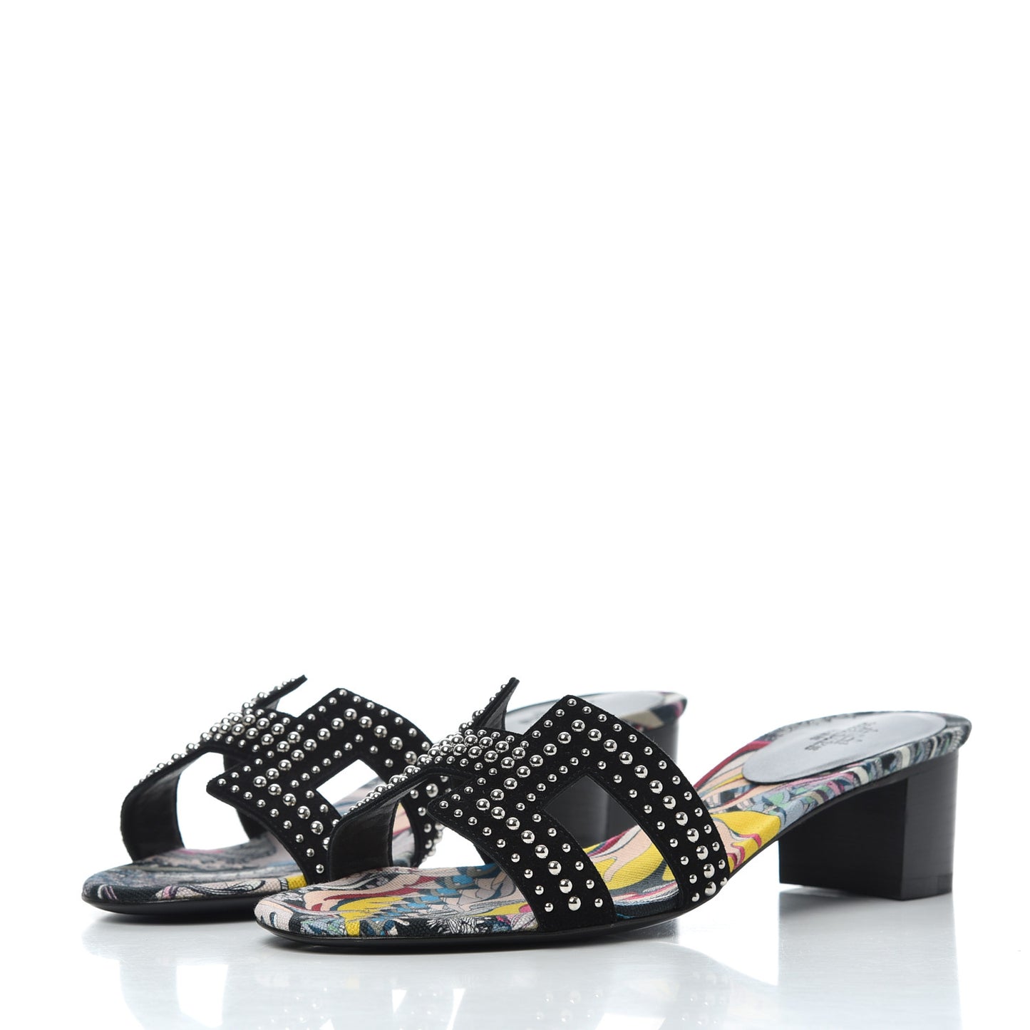 Suede Goatskin Studded Oasis Sandals 35.5 Black