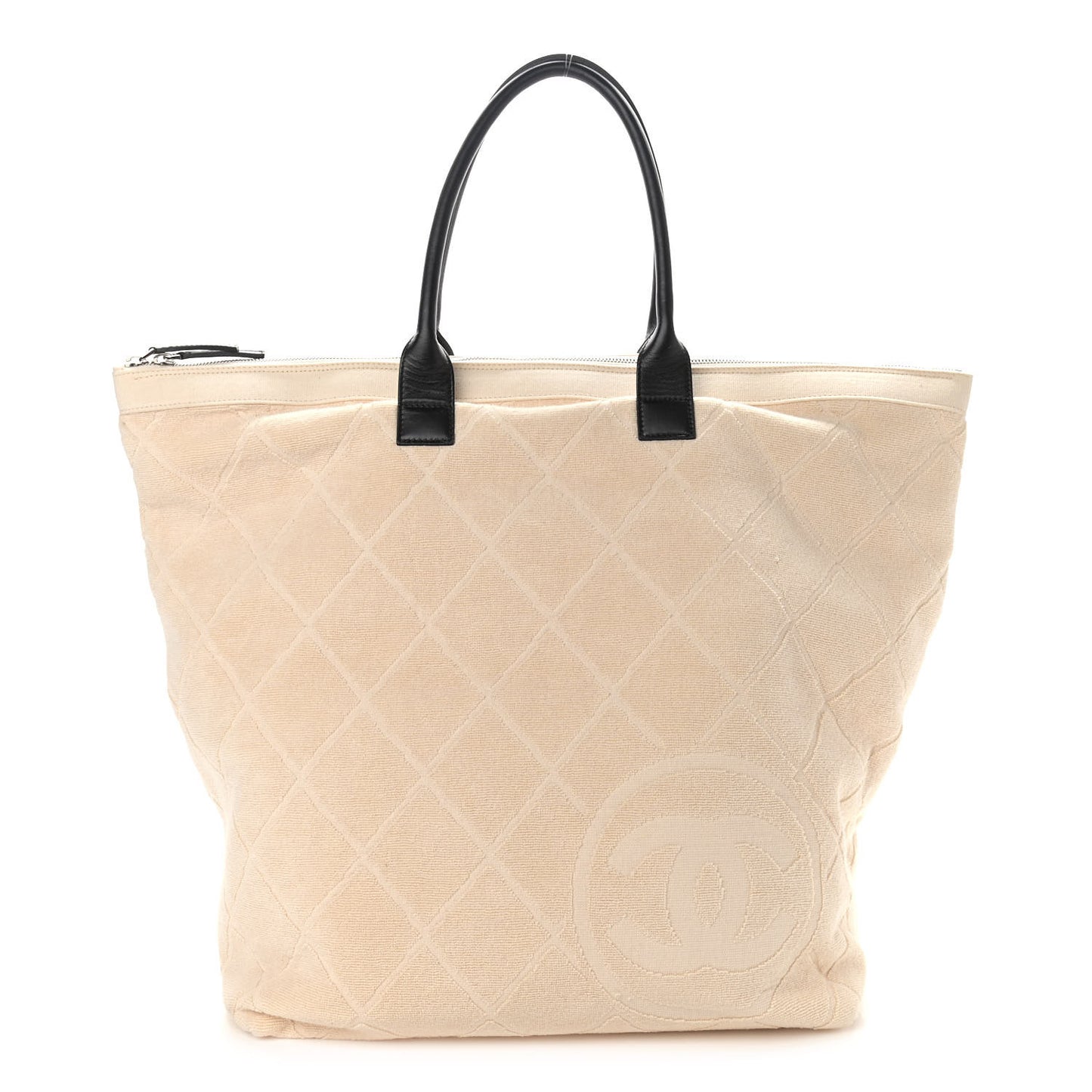 Terry Cotton CC Beach Tote Towel Set Beige Black