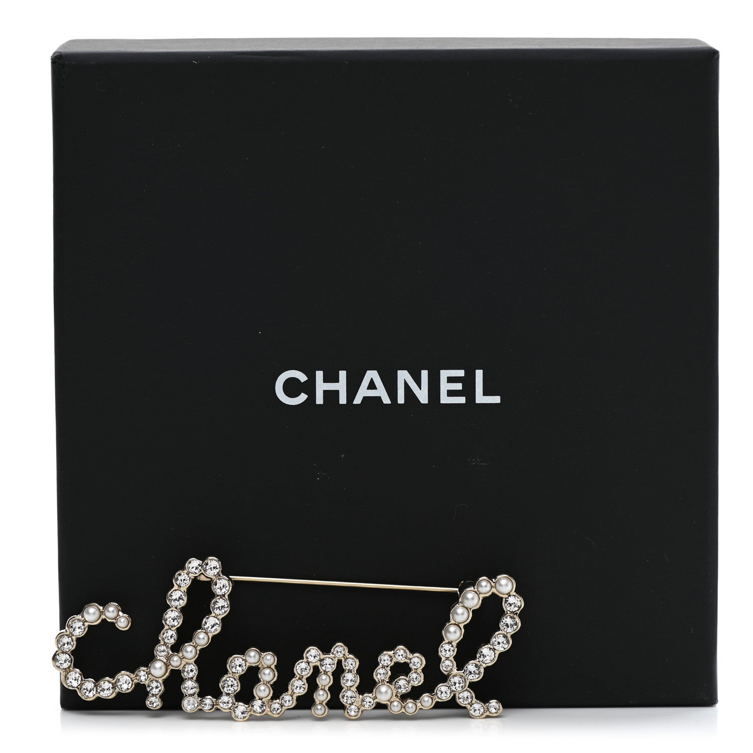 Chanel Metal Glass Swirling Pearls Brooch Pin Gold 5 of 5