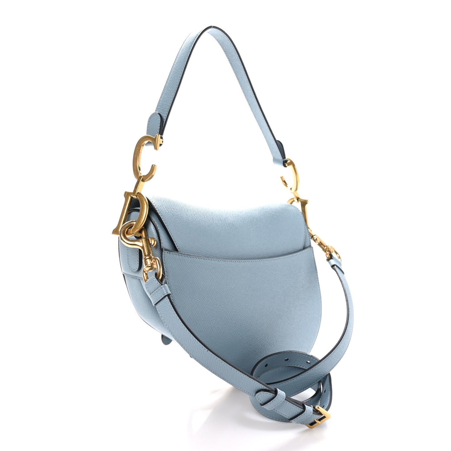 Grained Calfskin Saddle Bag Sky Blue