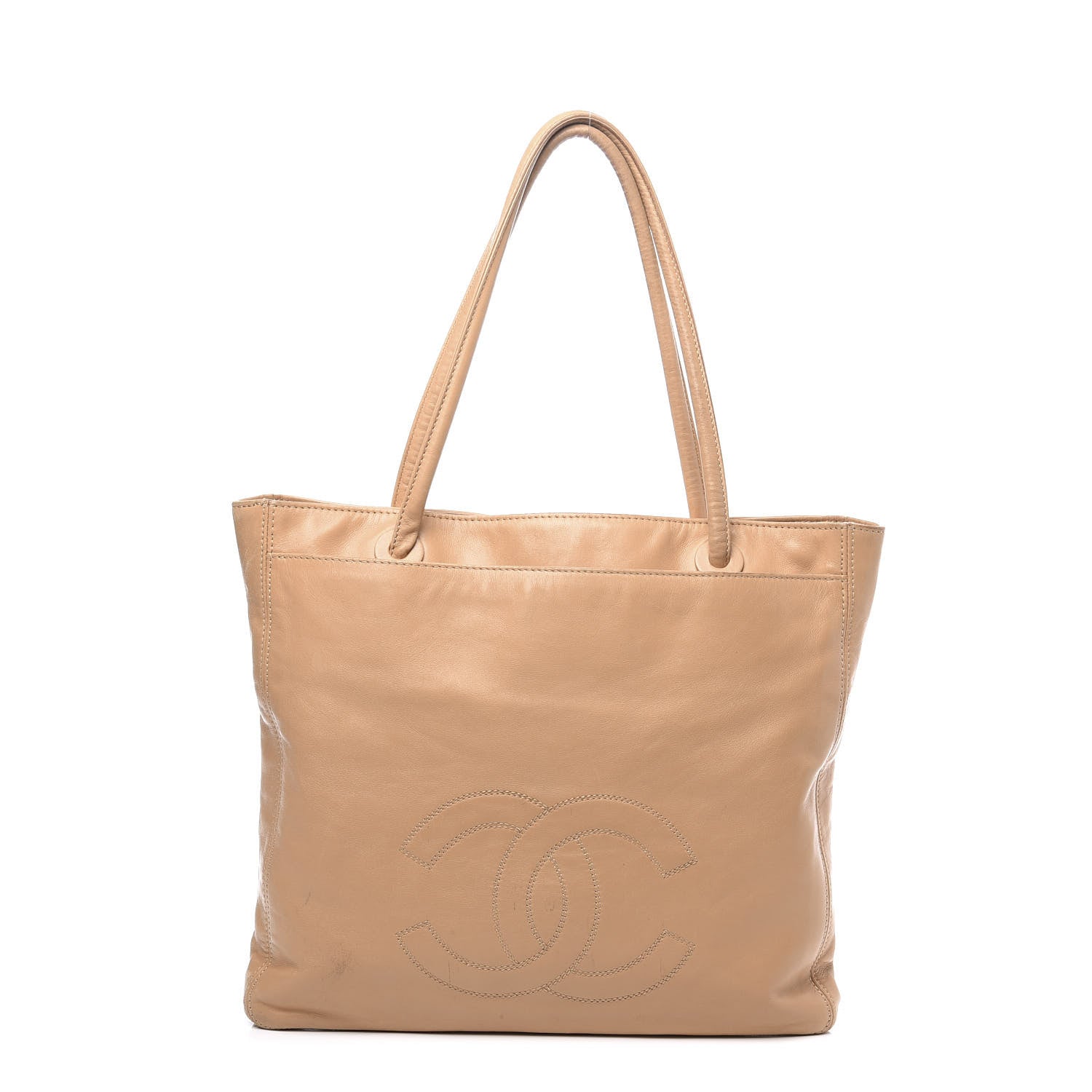 Chanel Lambskin CC Stitched Tote Beige 1 of 10