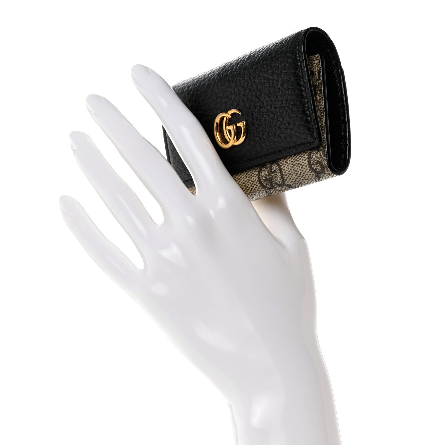 Gucci Dollar Calfskin GG Supreme Monogram GG Marmont 6 Key Holder Case Black Beige Ebony 2 of 10