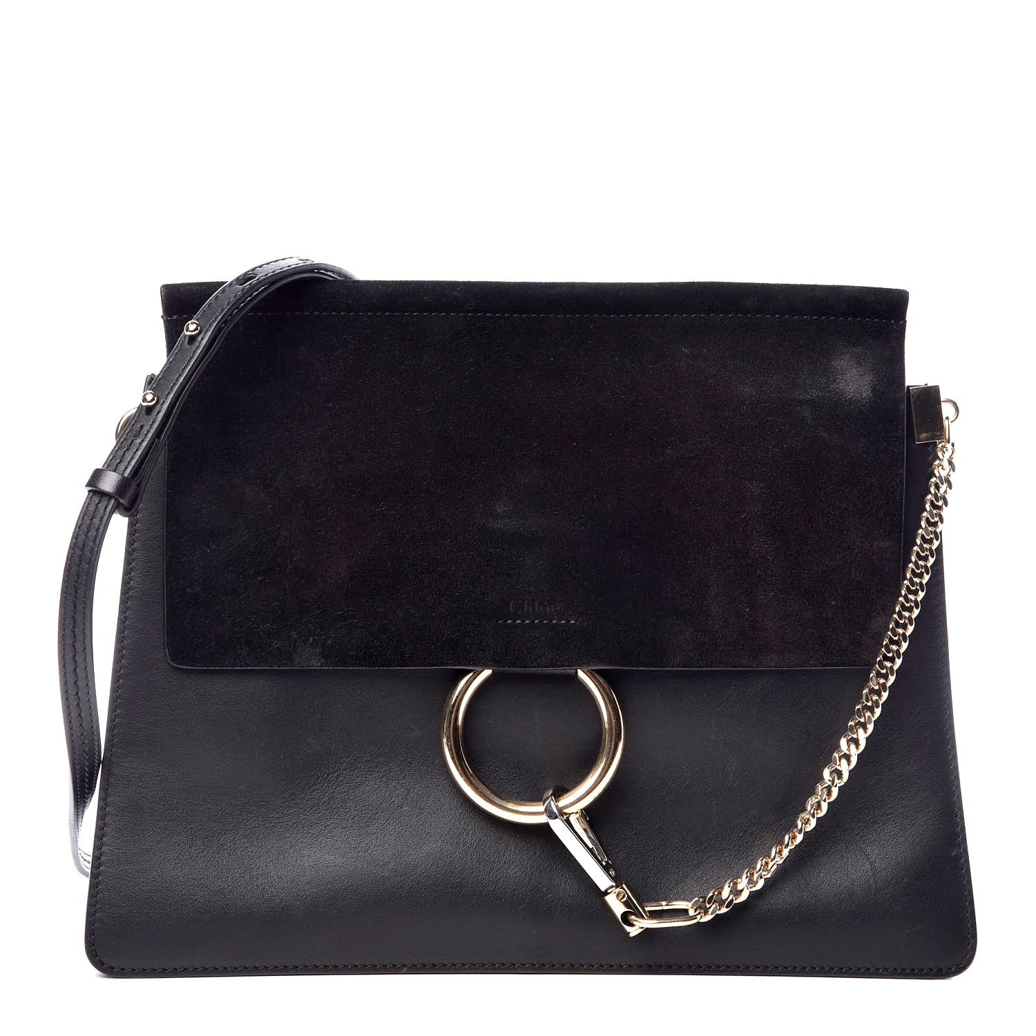 Chloe Suede Calfskin Medium Faye Shoulder Bag Black 1 of 17
