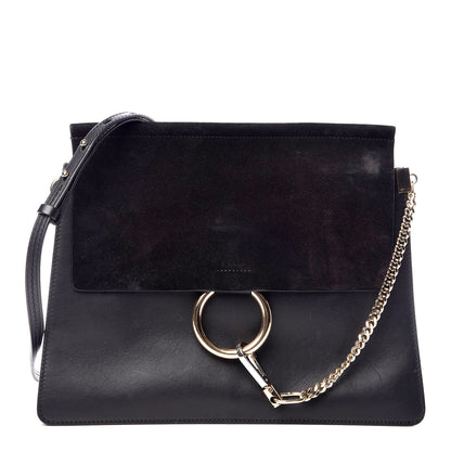 Chloe Suede Calfskin Medium Faye Shoulder Bag Black 1 of 17