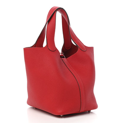 Hermes Taurillon Maurice Picotin Lock 18 PM Rouge Piment 3 of 10