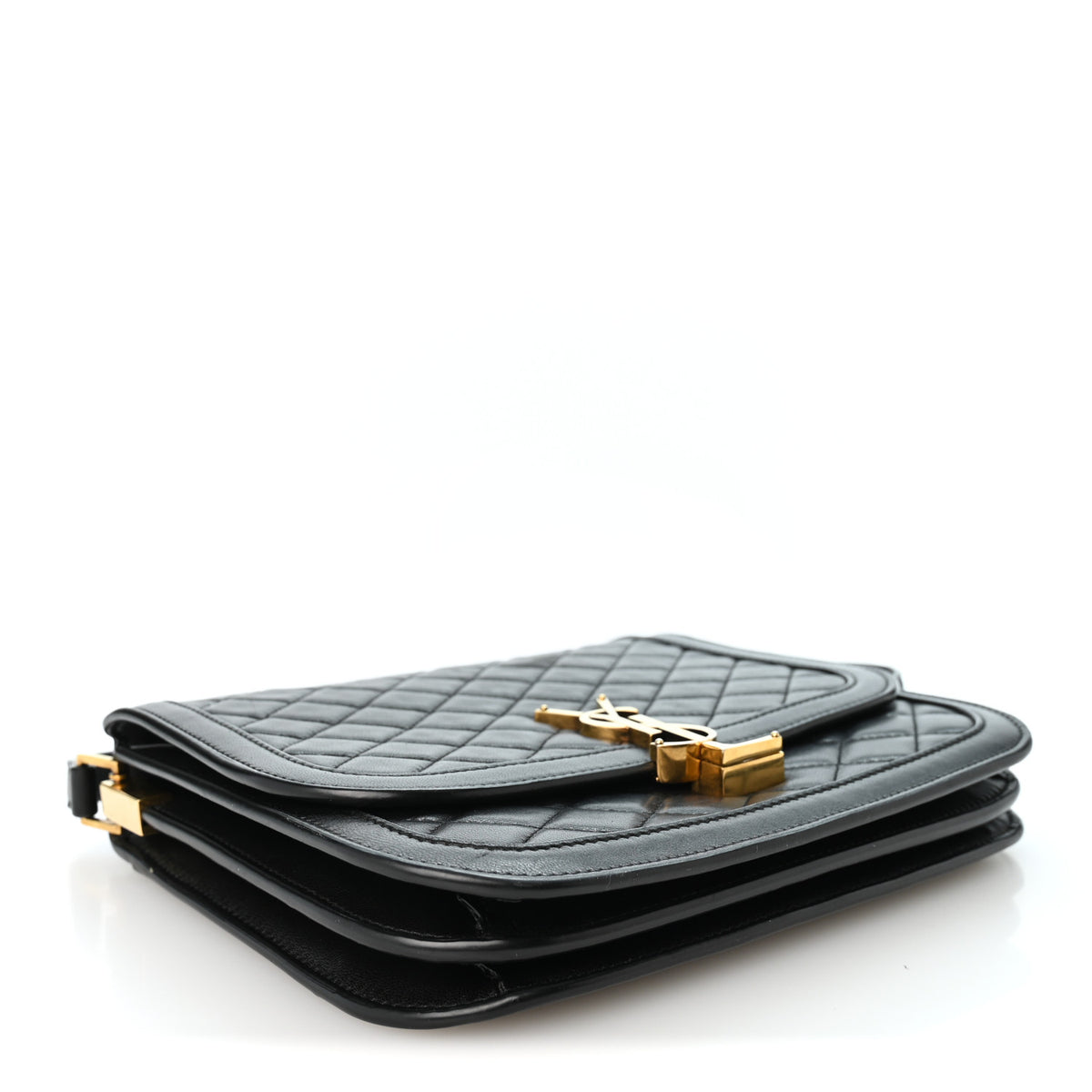 Lambskin Quilted Monogram Medium Solferino Satchel Black