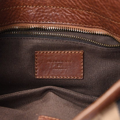 Burberry Calfskin House Check Woven Shoulder Bag Tan 5 of 13