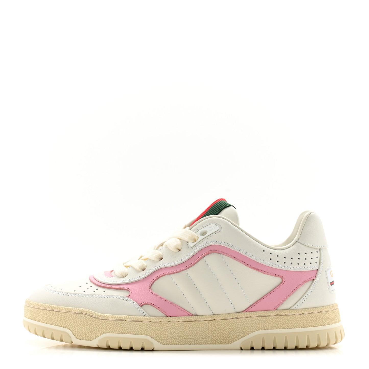 Calfskin Womens Re-Web Sneakers 37 White Pink