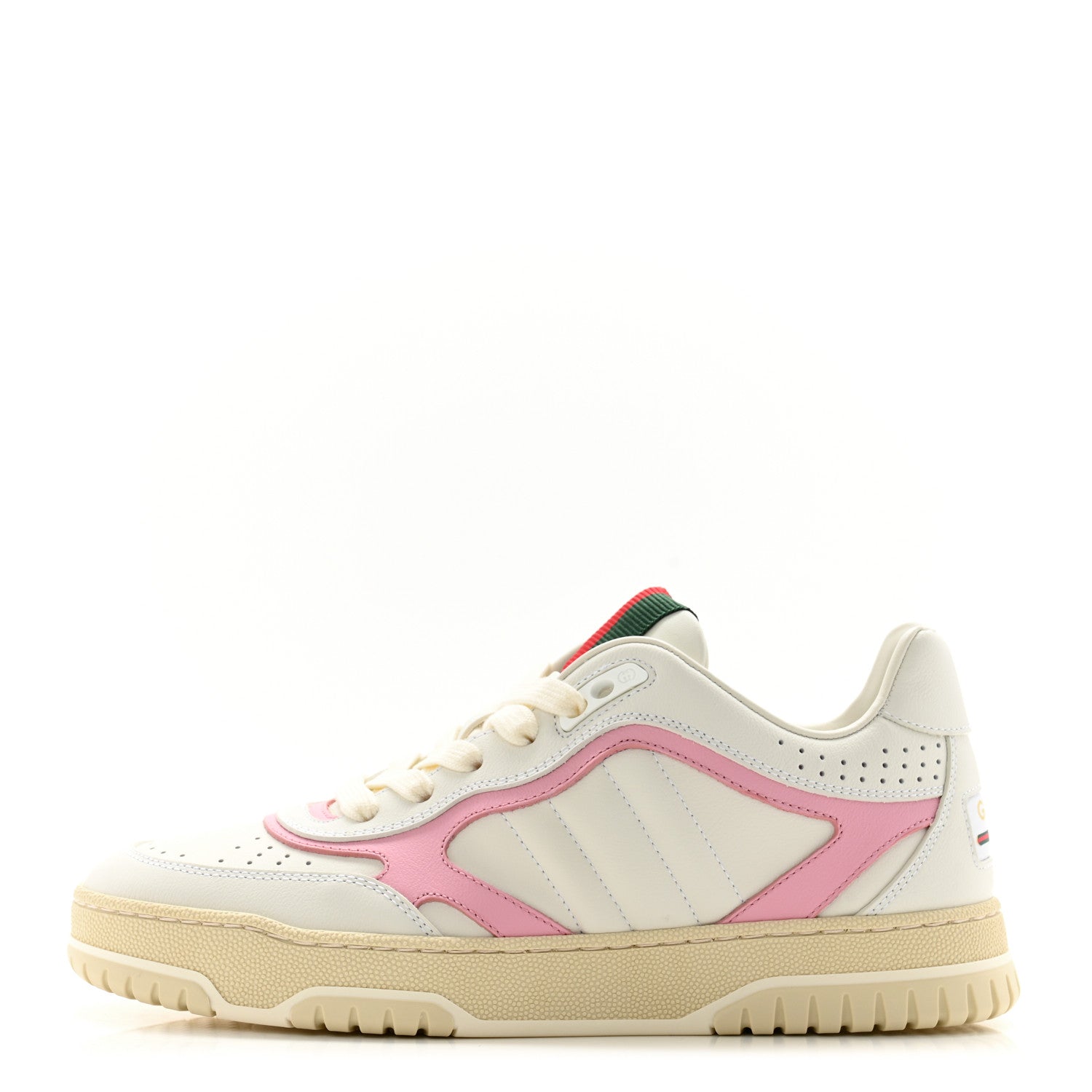 Gucci Calfskin Womens Re-Web Sneakers 37 White Pink 1 of 10