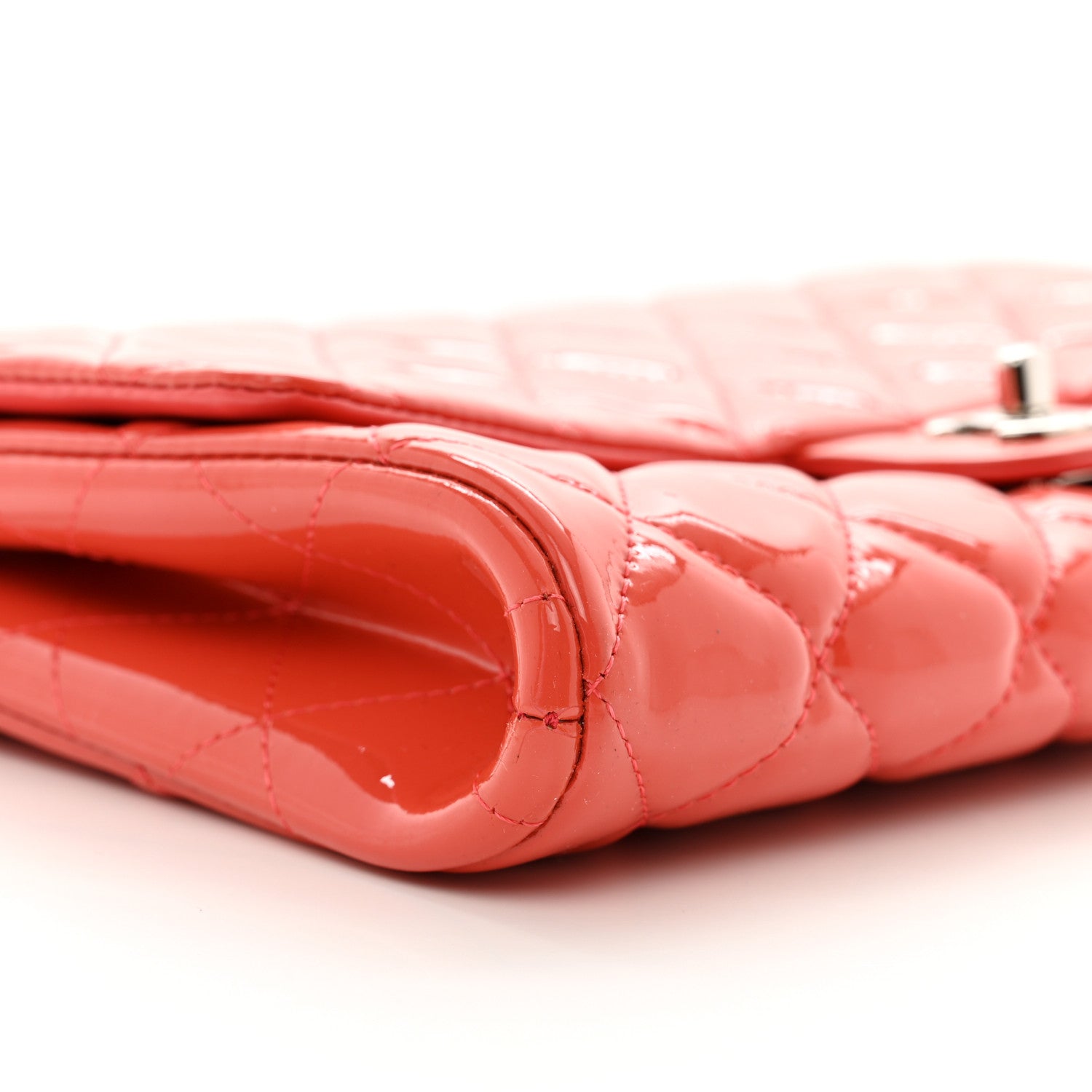 Chanel Patent Quilted Clutch with Chain Flap Orange 10 of 10