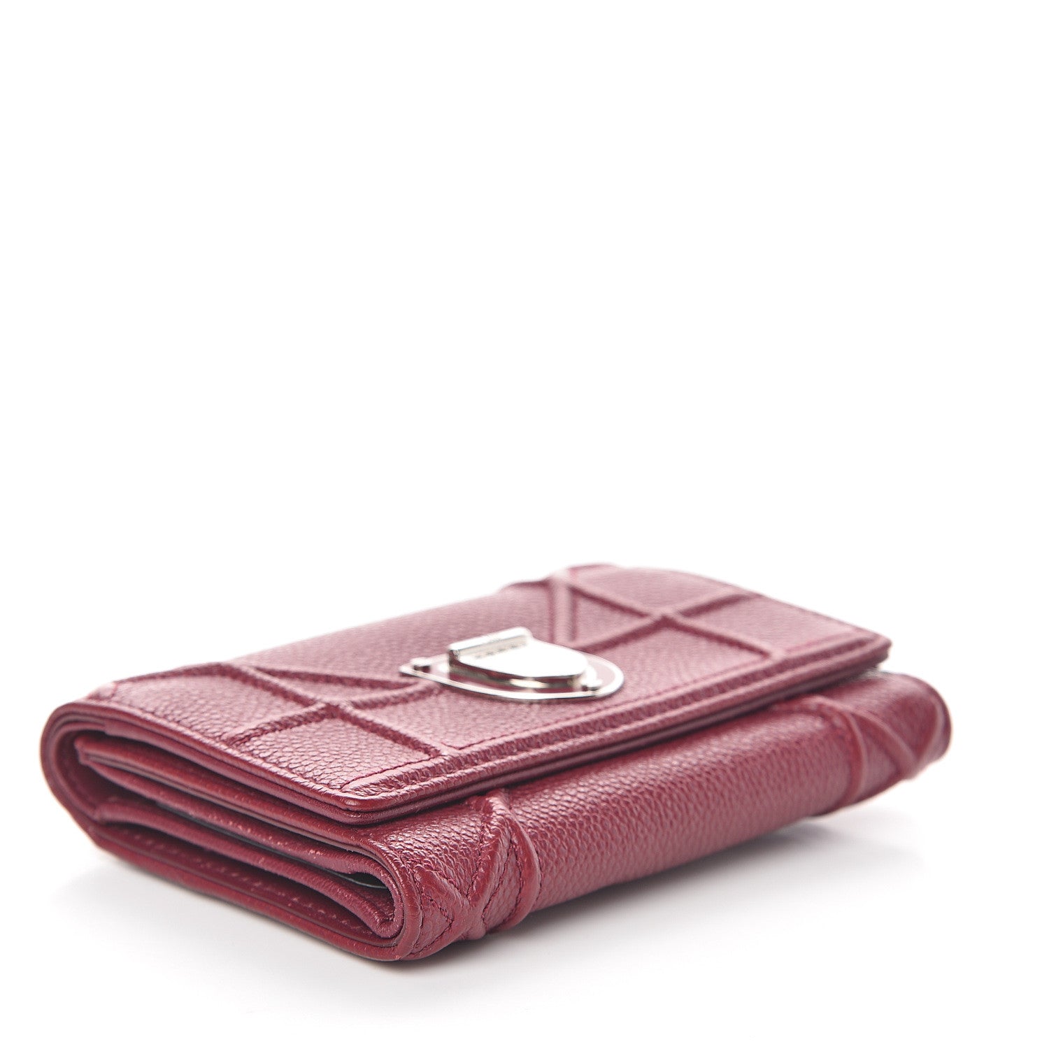 Christian Dior Grained Calfskin Cannage Diorama Elancee Wallet Burgundy 3 of 5
