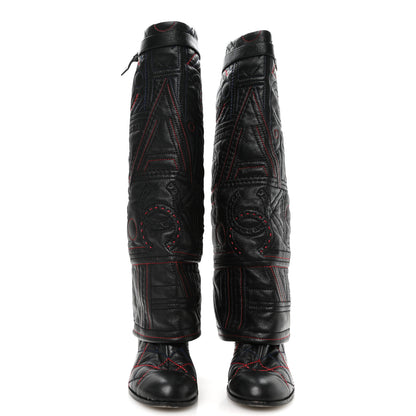 Chanel Lambskin Stitched Logo Fold Over High Boots 41 Black 2 of 7