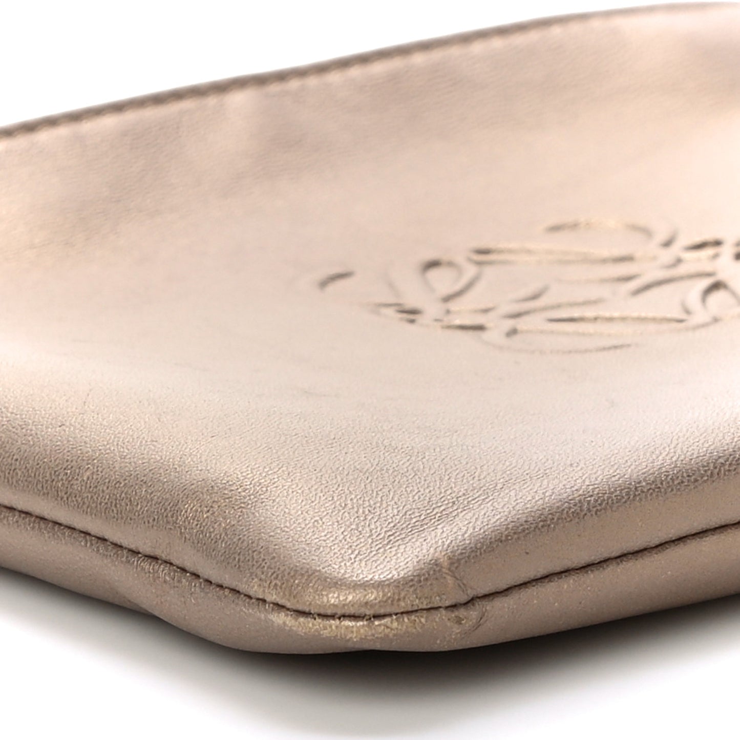 Metallic Lambskin Cosmetic Pouch Gold