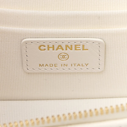 Chanel Lambskin Quilted Polly Pocket East West Top Vanity With Chain White 6 of 10