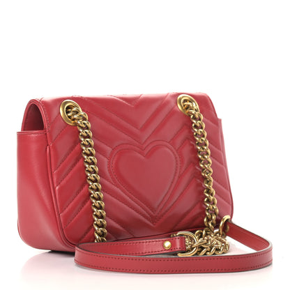 Gucci Calfskin Matelasse Mini GG Marmont Shoulder Bag Hibiscus Red 3 of 14