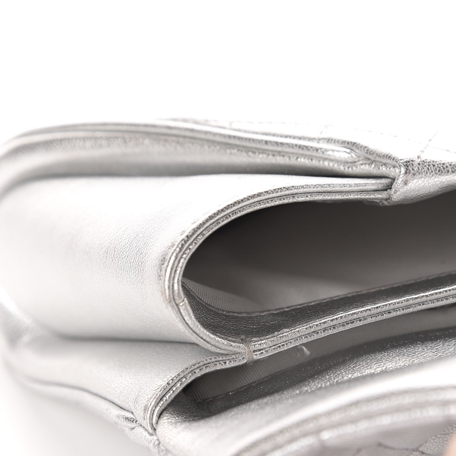 Chanel Metallic Calfskin Quilted Fold Up Again Clutch Silver 10 of 11