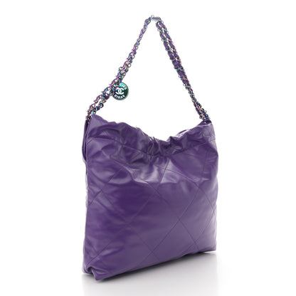 Chanel Shiny Calfskin Quilted Rainbow Small Chanel 22 Purple 4 of 12