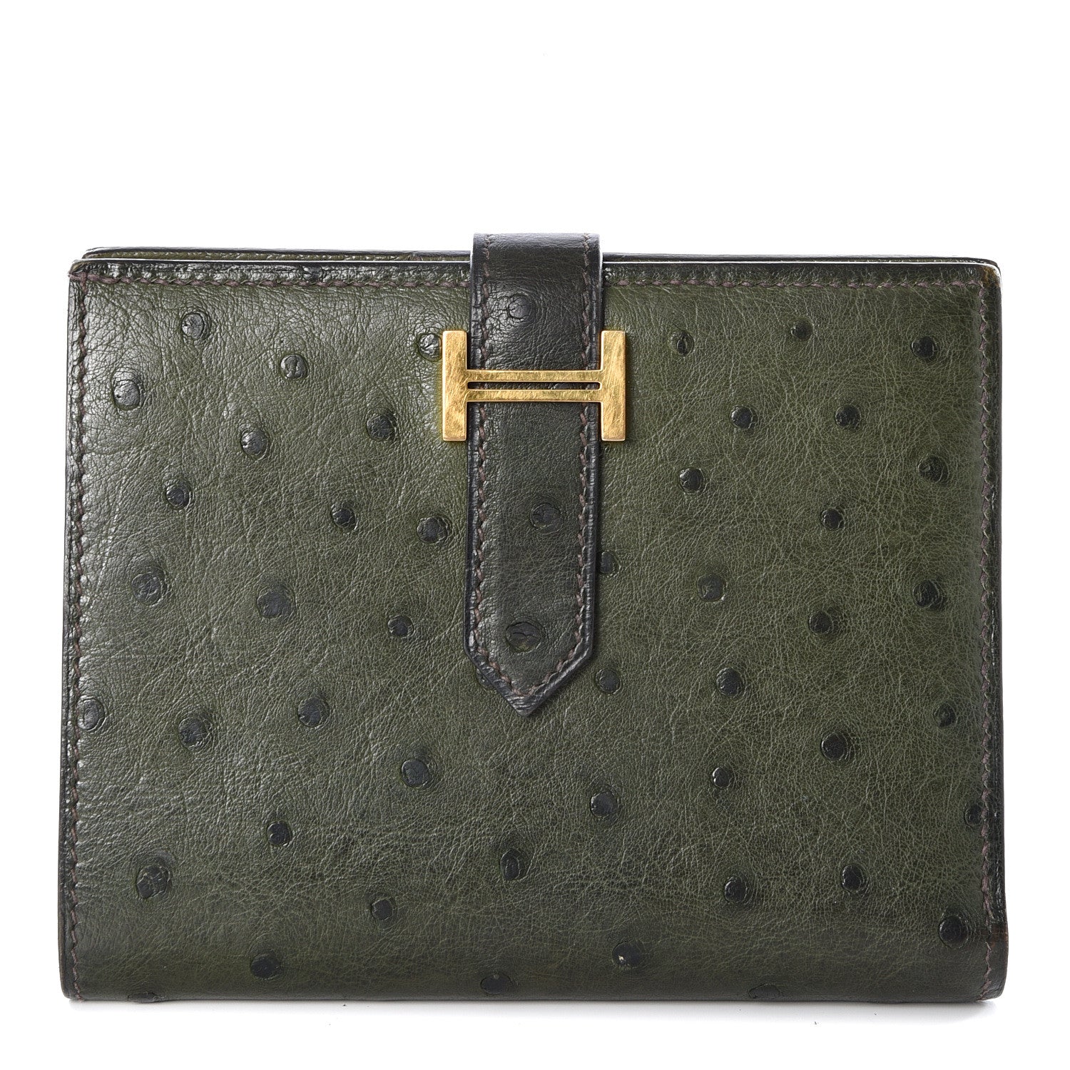 Hermes Ostrich Bearn Compact Wallet Canopee 1 of 7