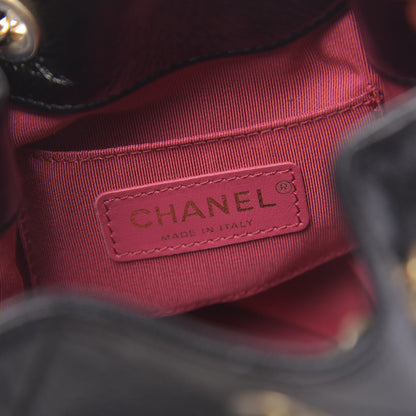 Chanel Shiny Lambskin Quilted Drawstring Bag Black 6 of 11