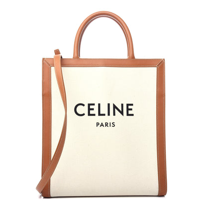 Celine Canvas Calfskin Small Vertical Cabas Natural Tan 1 of 10