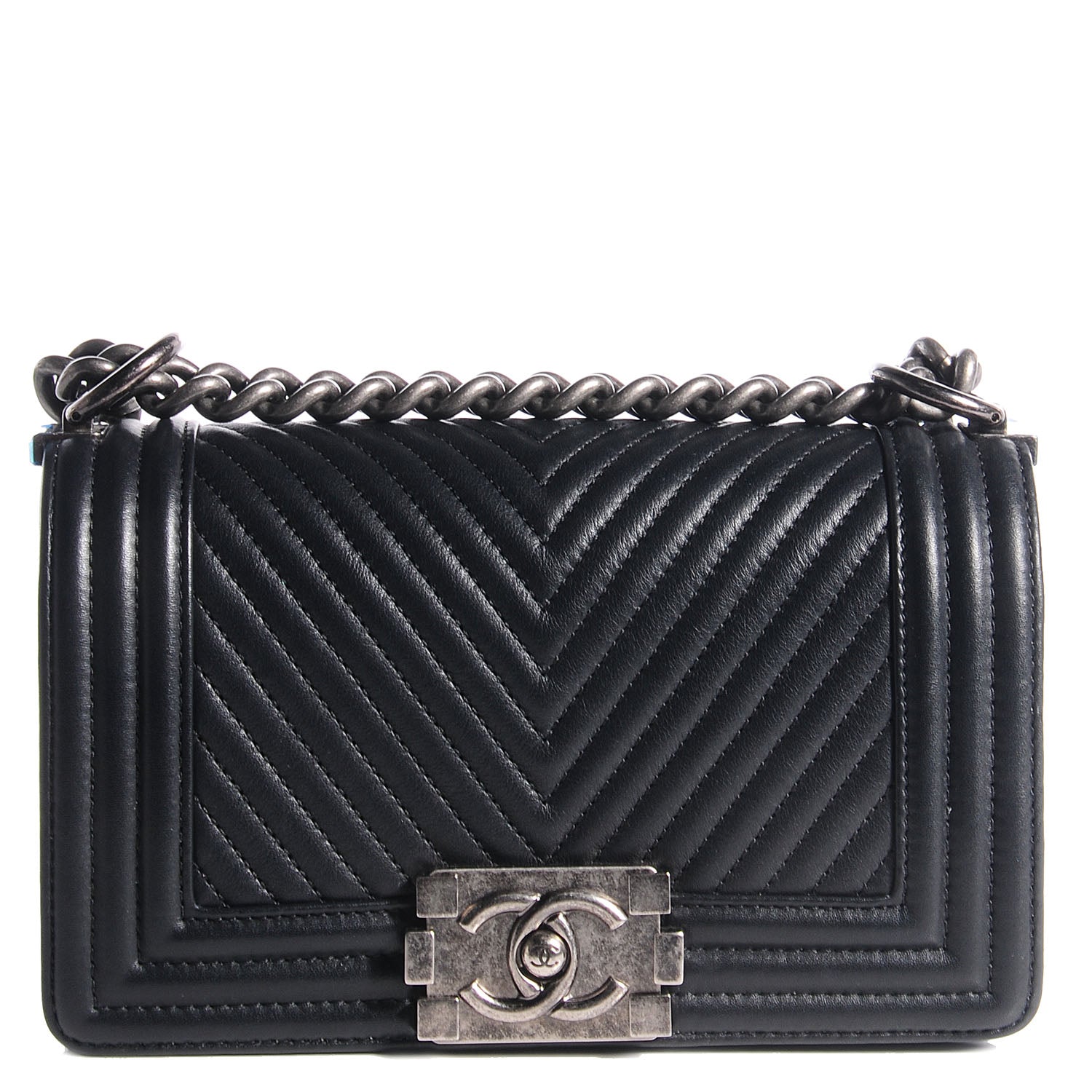 Chanel Calfskin Chevron Quilted Small Boy Flap Black 1 of 8