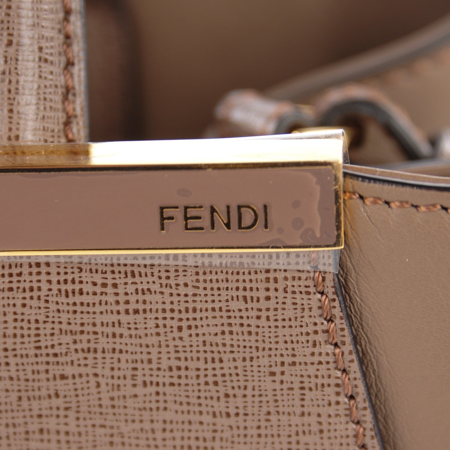 Fendi Vitello Elite Flamingo Petite 2Jours Tote Seppia 5 of 9